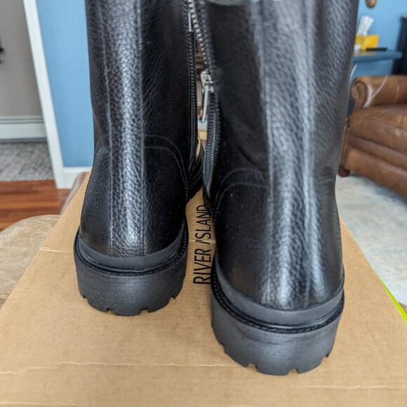 River Island Lace Up Boot in Black main image 10